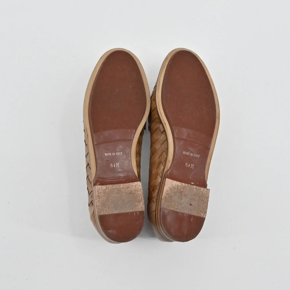 Sesto Meucci Woven Leather Penny Loafers in Tan